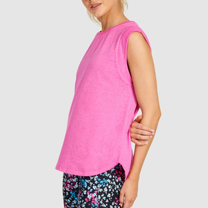 Por encargo al por mayor de las mujeres de algodón camiseta sin mangas casual gimnasio yoga moda verano ropa corta con impresión de diseño de logotipo - Product Image 5