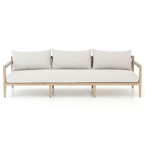 Sofá moderno de tres plazas para exteriores, madera de teca natural con cojín y cuerda, sofá para patio, muebles de jardín-Elaina - Product Image 2