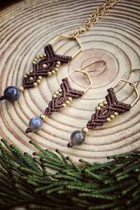 Boucles d'oreilles pendantes en macramé vintage à la mode, plaquées argent, fils multicolores, bijoux fins pour femmes, fête de mariage - Product Image 2