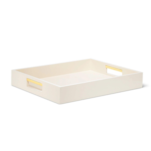 Plateau décoratif en laque vietnamienne blanche Plateau de service à café Plateau rectangle moderne en laque vietnamienne - Product Image 1