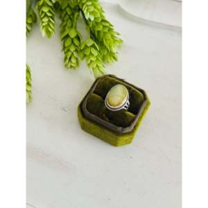Southwest Style Kingman Turquoise & Sterling Silver <b>Ring</b> Size 6.5 Bezel <b>Set</b> Inlay on Stainless Steel Rose <b>Gold</b> 18K Plating Gift - Product Image 3