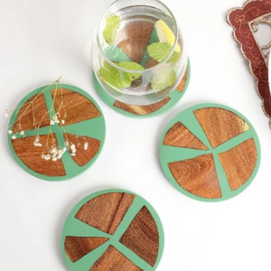 Sous-verre en bois et résine avec support de support Top vente sous-verre en résine en bois de couleur de forme de taille personnalisée - Product Image 6