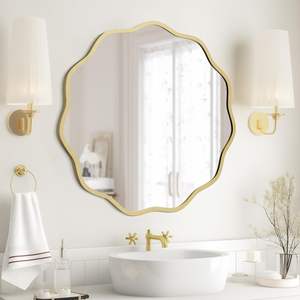 Miroir de maquillage pour chambre de fille avec cadre en métal à nœud, design personnalisable, miroir mural rond décoratif pour salle de bain, salon - Product Image 2