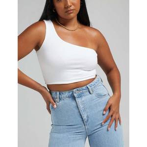 Newly Fashion Design 100% Cotton Plain Style Turtle Neck Dropped Shoulders Elastic Waist Casual Wear Women Crop <b>Top</b> Lining Print - Product Image 4