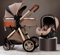 Poussette bébé légère, cadre en alliage d'aluminium, pliable, portable, capacité de charge de 15 kg, nouveau-né à 3 ans, tissu Oxford, marron