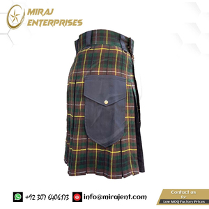 Fournisseur en gros de kilts acryliques de 16 oz de taille personnalisée de haute qualité nouveau kilt utilitaire en tartan écossais pour hommes - Product Image 5