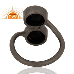 แหวนอัญมณีทรงกลมพลอยสีดำเจียระไนเป็นสีเงินสเตอร์ลิงดีไซน์ทำด้วยมือสำหรับผู้หญิงเป็นของขวัญ - Product Image 3