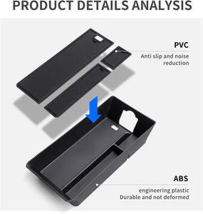 Organizzatore per Console centrale per 2025 <span class=keywords><strong>Toyota</strong></span> Camry XV80 LE/SE/XLE/XSE bracciolo scatola di immagazzinaggio ABS nascosto vassoio di stoccaggio inserti accessori - Product Image 3