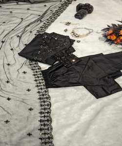 Designer Smooth <b>Fabric</b> Beautiful Embroidery Work Top Bottom with Dupatta Formal Wear Wholesale Price Ethnic Garment Alphanumero Gharara - Product Image 5