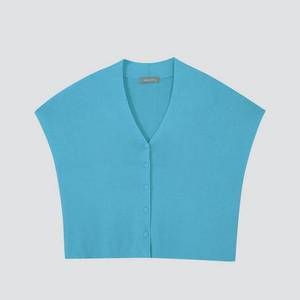 Suéter SummerThin con cuello en V para mujer, cárdigan de manga corta, decoración de botones, hombro, estilo Formal, Logo frontal, mejor oferta, venta al por mayor - Product Image 4