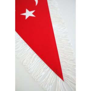 Premium Double Sided Crystal Satin Pennant <b>Banner</b> Triangle Cut White Fringed Trkiye Flag for Outdoor Usage - Product Image 4