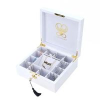 Luxe rechthoekige ketting groothandel sieradenverpakkingsset cadeaudoos gouden logo ontwerp wit geschilderde houten dozen fluwelen voering