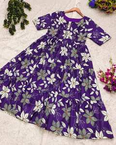 Vestido de una pieza Georgette con estampado floral de diseñador para mujer Vestido de boda y fiesta de seda de manga larga con estilo Salwar - Product Image 2