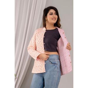 Women's Lightweight Cotton <b>Quilted</b> Peach <b>Jacket</b> Printed-SHKL1017 - Product Image 3