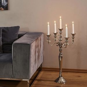 Candelabros de lujo de 5 brazos con acabado plateado Diseño de aluminio para bodas navideñas Decoración del hogar y eventos - Product Image 5