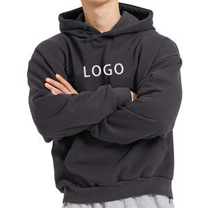 Custom Printed Men's Heavy Cotton Thick <b>Warm</b> <b>Fleece</b> Pullover Hoodie with Embroidery & Plain Dye for Cold Weather Comfort - Product Image 1