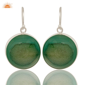 ต่างหูพลอยดรูซี่สีเขียวอ่อน เงินแท้ 925 ต่างหูแบบห้อย ผู้จำหน่ายเครื่องประดับ - Product Image 3
