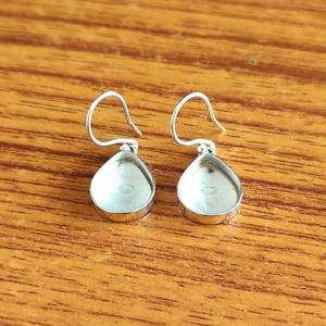 Solide 925 argent Sterling 7x9mm en forme de poire balancent goutte tasse boucle d'oreille bonnes cendres résine remplissage souvenir bijoux pierre bijoux - Product Image 4