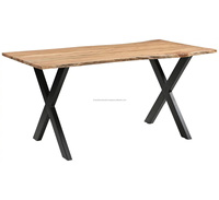 Table à manger contemporaine en bois massif, design industriel, écologique, 4 places, pour la maison, l'hôtel, le restaurant