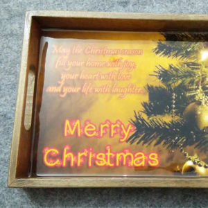 Plateaux de service à thé et petit-déjeuner en bois à carreaux horizontaux modernes et contemporains pour mariages et fêtes de Diwali - Product Image 1