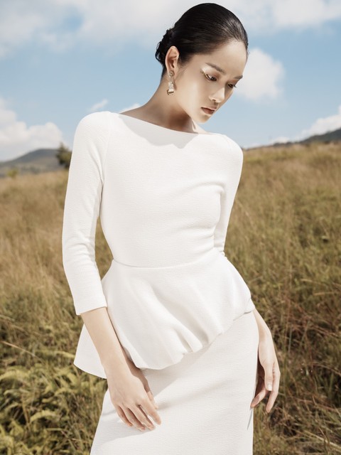 sexy white peplum dress Sexy White Peplum and High Neck Pencil Midi Dress SEXY AFFORDABLE CLOTHING
