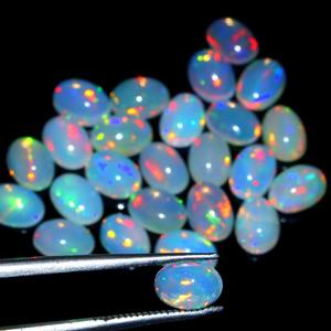 Cabochons d'opale éthiopienne naturelle pierres précieuses en vrac pour la fabrication de bijoux 3x5,4x6,5x7,7x9mm forme ovale d'opale de feu multicolore en gros - Product Image 6