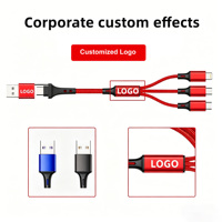 Kabel Pengisian Cepat USB 3-in-1 Spot Factory dengan Jalinan Nilon, Kabel Charger Multi Port yang Dapat Disesuaikan untuk Semua Ponsel