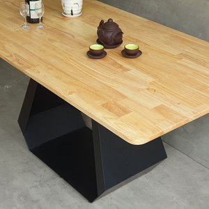 Modern Rectangular Dining <b>Table</b> 160x80cm Rubber <b>Wood</b> <b>Top</b> & Iron Legs Stable & Assembled BA68157 - Product Image 6