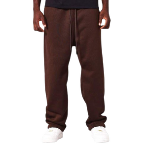 Pantalones de chándal marrón chocolate para hombre, pantalones lavados de lana pesada para correr, ajuste relajado, cintura con cordón, ropa de calle de algodón suave - Product Image 1