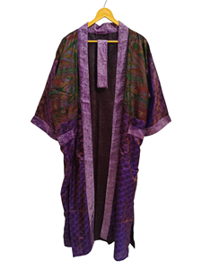 Kimono de Sari de seda pura, bata de Sari Vintage de peso ligero, vestido de fiesta de playa suave, Kimono de seda hecho a mano indio - Product Image 5