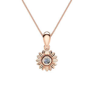 Colgante de diamante de girasol, joyería nupcial inspirada en la naturaleza, cadena de eslabones, piedra de moissanita de acero inoxidable, regalo de aniversario perfecto - Product Image 2