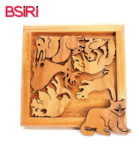 おもちゃ子供子供2023動物動物園パズル例外的な完璧なサイズの正方形のボックスの木製工芸品
