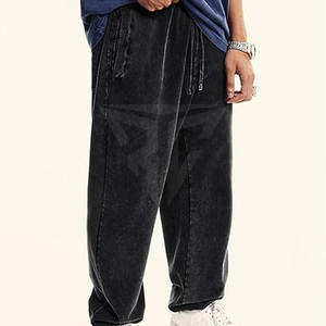 2025 nouveauté à la mode décontracté hommes lavage à l'acide pantalon 100% coton respirant écologique polaire confortable meilleure vente - Product Image 3