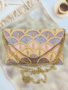 Designer Handmade Fashion Satin Clutches Crystal Stone Beaded Embroidery Multi Color Elegant Bridal Evening - Product Image 5