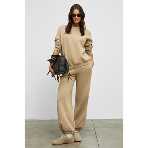 ETHIQUET CARICA Ensemble deux pièces pour femme en coton biologique doublé polaire, coupe oversize, taille et poignets élastiqués, cordon de serrage - Product Image 2