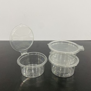 Contenedor de salsa de PET desechable de fábrica, tazas de Salsa de plástico de 2oz 60ml con tapa con bisagras para pequeño transparente para llevar - Product Image 2