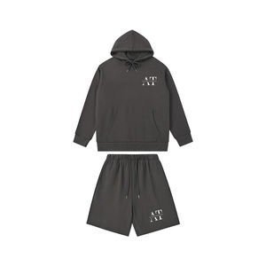 Ensemble survêtement deux pièces unisexe pour homme, couleur contrastée, sweat-shirt et short, 100% coton, coupe-vent, séchage rapide, grande taille pour l'hiver - Product Image 6