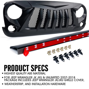 Grille avant noire en ABS de conception nouvelle pour <span class=keywords><strong>JEEP</strong></span> WRANGLER JK 2013-2017 - Product Image 3