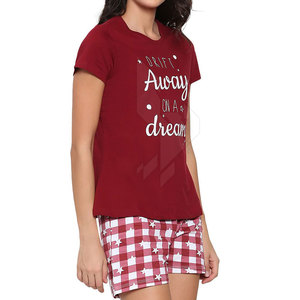 Ensemble short d'été décontracté 2 pièces à manches courtes et col en O personnalisé pour les femmes motif solide en tissu à tricoter - Product Image 3