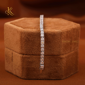 Bracelets Tennis en Diamant de Laboratoire, Coupe Brillante Ronde, Or Massif 14KT, Design Élégant, Bijoux Tendance pour Femmes, Cadeau - Product Image 6