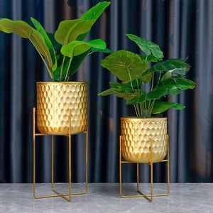 Maceta martillada de Metal dorado personalizada al por mayor con soporte para jardín, sala de estar, decoración del hogar al mejor precio - Product Image 4