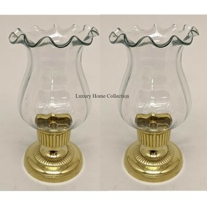 Portavelas de cera decorativa Royal Villa y soporte votivo o soporte Base de color dorado y parte superior hecha de vidrio para exhibición de velas - Product Image 1