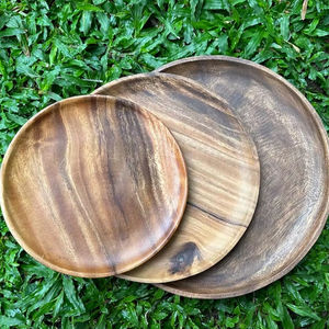 Handcrafted wooden Round Acacia serving tray set of 3 luxurious designs - trending article - new arrival - Product Image 1
