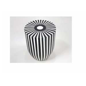 Mesa auxiliar con incrustaciones de hueso con patrón de rayas de alta calidad, hecha a mano mesita de noche, mesa auxiliar para sala de estar, taburete con incrustaciones de hueso, decoración del hogar - Product Image 5