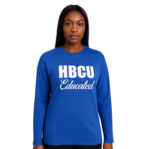 T-shirt à manches longues en coton brodé en chenille Blue Zeta Phi Beta, éducation HBCU, sororité grecque Divine Nine, tee-shirt universitaire - Product Image 1