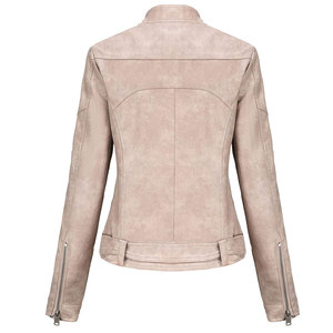 Chaqueta de calle de secado rápido transpirable de cuero genuino 100% para mujer, nueva chaqueta informal elegante de gran tamaño con cuello de procesamiento de punto - Product Image 6