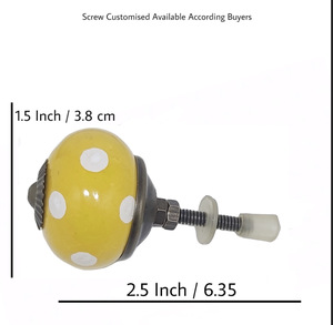 Tiradores de cerámica de lunares blancos y amarillos, tiradores de manija de armario de cajón Industrial para cocina, dormitorio, sala de estar, armario, tocador - Product Image 3