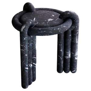 Table d'appoint en marbre de couleur noire sur exigences élevées Table d'appoint en marbre massif de haute qualité décorative pour la maison pour les couloirs d'hôtel - Product Image 1