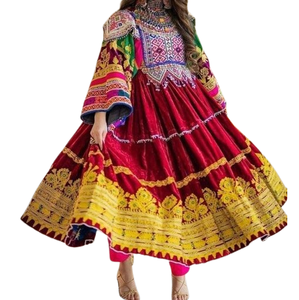 À la mode surdimensionné robe Afghani robe pachtoune broderie robe à la main femme Vintage respirant en gros - Product Image 2