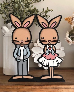 Juego de tarjetas de conejito de Pascua con archivo láser Glowforge, estante listo, colgador de madera láser, ganchos, caja de exhibición de puerta, embalaje - Product Image 4